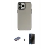 MARSİLYAN™- iPhone 13 Pro Max Kılıf Ahenk Çizgi Prime - Siyah 3D Antistatik Hayalet Cam Ekran Koruyucu + Renkli Kamera Lens Koruma Cam - TU