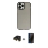 MARSİLYAN™- iPhone 13 Pro Max Kılıf Ahenk Çizgi Prime - Siyah 3D Antistatik Hayalet Cam Ekran Koruyucu + Raze Metal Kamera Lens - GD