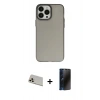 MARSİLYAN™- iPhone 13 Pro Max Kılıf Ahenk Çizgi Prime - Siyah 3D Antistatik Hayalet Cam Ekran Koruyucu + Rainbow Kamera Lens Koruma Cam - REGD