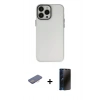 MARSİLYAN™- iPhone 13 Pro Max Kılıf Ahenk Çizgi Prime - Siyah 3D Antistatik Hayalet Cam Ekran Koruyucu + Renkli Kamera Lens Koruma Cam - PE
