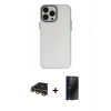 MARSİLYAN™- iPhone 13 Pro Max Kılıf Ahenk Çizgi Prime - Siyah 3D Antistatik Hayalet Cam Ekran Koruyucu + Raze Metal Kamera Lens - GD