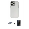 MARSİLYAN™- iPhone 13 Pro Max Kılıf Ahenk Çizgi Prime - Siyah 3D Antistatik Hayalet Cam Ekran Koruyucu + Renkli Kamera Lens Koruma Cam - SI