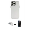 MARSİLYAN™- iPhone 13 Pro Max Kılıf Ahenk Çizgi Prime - Siyah 3D Antistatik Hayalet Cam Ekran Koruyucu + Pers Alüminyum Kamera Lens - SABE