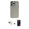 MARSİLYAN™- iPhone 13 Pro Max Kılıf Ahenk Çizgi Prime - Siyah 3D Antistatik Hayalet Cam Ekran Koruyucu + Pers Alüminyum Kamera Lens - SABE