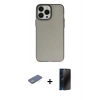 MARSİLYAN™- iPhone 13 Pro Max Kılıf Ahenk Çizgi Prime - Siyah 3D Antistatik Hayalet Cam Ekran Koruyucu + Renkli Kamera Lens Koruma Cam - YL