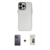 MARSİLYAN™- iPhone 13 Pro Max Kılıf Ahenk Çizgi Prime - Siyah 6D Mat Seramik Hayalet Nano Ekran Koruyucu + Neon Fosforlu Kamera Lens - YL
