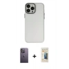 MARSİLYAN™- iPhone 13 Pro Max Kılıf Ahenk Çizgi Prime - Siyah 6D Mat Seramik Hayalet Nano Ekran Koruyucu + Neon Fosforlu Kamera Lens - BZ