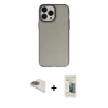 MARSİLYAN™- iPhone 13 Pro Max Kılıf Ahenk Çizgi Prime - Siyah 6D Mat Seramik Hayalet Nano Ekran Koruyucu + Pers Alüminyum Kamera Lens - GD