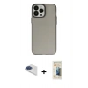 MARSİLYAN™- iPhone 13 Pro Max Kılıf Ahenk Çizgi Prime - Siyah 6D Mat Seramik Hayalet Nano Ekran Koruyucu + Pers Alüminyum Kamera Lens - LT