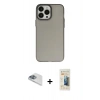 MARSİLYAN™- iPhone 13 Pro Max Kılıf Ahenk Çizgi Prime - Siyah 6D Mat Seramik Hayalet Nano Ekran Koruyucu + Sierra Blue Pers Alüminyum Kamera Lens