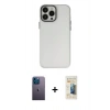 MARSİLYAN™- iPhone 13 Pro Max Kılıf Ahenk Çizgi Prime - Siyah 6D Mat Seramik Hayalet Nano Ekran Koruyucu + Mavi Neon Fosforlu Kamera Lens