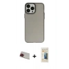 MARSİLYAN™- iPhone 13 Pro Max Kılıf Ahenk Çizgi Prime - Siyah 6D Mat Seramik Hayalet Nano Ekran Koruyucu + Rainbow Kamera Lens Koruma Cam - KI