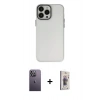MARSİLYAN™- iPhone 13 Pro Max Kılıf Ahenk Çizgi Prime - Siyah Bilvis 3D Cam Ekran Koruyucu + Neon Fosforlu Kamera Lens - BZ