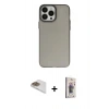 MARSİLYAN™- iPhone 13 Pro Max Kılıf Ahenk Çizgi Prime - Siyah Bilvis 3D Cam Ekran Koruyucu + Gold Pers Alüminyum Kamera Lens