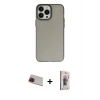 MARSİLYAN™- iPhone 13 Pro Max Kılıf Ahenk Çizgi Prime - Siyah Bilvis 3D Cam Ekran Koruyucu + Kırmızı Rainbow Kamera Lens Koruma Cam