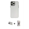 MARSİLYAN™- iPhone 13 Pro Max Kılıf Ahenk Çizgi Prime - Siyah Bilvis 3D Cam Ekran Koruyucu + Mor Rainbow Kamera Lens Koruma Cam
