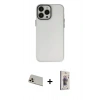 MARSİLYAN™- iPhone 13 Pro Max Kılıf Ahenk Çizgi Prime - Siyah Bilvis 3D Cam Ekran Koruyucu + Rainbow Kamera Lens Koruma Cam - REGD