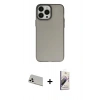 MARSİLYAN™- iPhone 13 Pro Max Kılıf Ahenk Çizgi Prime - Siyah Bilvis 3D Mat Cam Ekran Koruyucu + Beyaz Rainbow Kamera Lens Koruma Cam