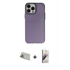 MARSİLYAN™- iPhone 13 Pro Max Kılıf Ahenk Çizgi Prime - Siyah Bilvis 3D Mat Cam Ekran Koruyucu + Beyaz Rainbow Kamera Lens Koruma Cam