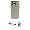 MARSİLYAN™- iPhone 13 Pro Max Kılıf Ahenk Çizgi Prime - Siyah Bilvis 3D Mat Cam Ekran Koruyucu + Kırmızı Pers Alüminyum Kamera Lens