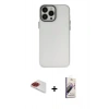 MARSİLYAN™- iPhone 13 Pro Max Kılıf Ahenk Çizgi Prime - Siyah Bilvis 3D Mat Cam Ekran Koruyucu + Kırmızı Pers Alüminyum Kamera Lens