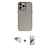 MARSİLYAN™- iPhone 13 Pro Max Kılıf Ahenk Çizgi Prime - Siyah Bilvis 3D Mat Cam Ekran Koruyucu + Pers Alüminyum Kamera Lens - GD