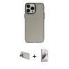MARSİLYAN™- iPhone 13 Pro Max Kılıf Ahenk Çizgi Prime - Siyah Bilvis 3D Mat Cam Ekran Koruyucu + Rainbow Kamera Lens Koruma Cam - REGD