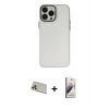 MARSİLYAN™- iPhone 13 Pro Max Kılıf Ahenk Çizgi Prime - Siyah Bilvis 3D Mat Cam Ekran Koruyucu + Rainbow Kamera Lens Koruma Cam - REGD