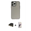 MARSİLYAN™- iPhone 13 Pro Max Kılıf Ahenk Çizgi Prime - Siyah Bilvis 3D Mat Cam Ekran Koruyucu + Raze Metal Kamera Lens - GD