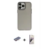 MARSİLYAN™- iPhone 13 Pro Max Kılıf Ahenk Çizgi Prime - Siyah Bilvis 3D Mat Cam Ekran Koruyucu + Renkli Kamera Lens Koruma Cam - TU