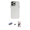 MARSİLYAN™- iPhone 13 Pro Max Kılıf Ahenk Çizgi Prime - Siyah Bilvis 3D Mat Cam Ekran Koruyucu + Renkli Kamera Lens Koruma Cam - TU