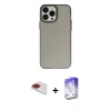 MARSİLYAN™- iPhone 13 Pro Max Kılıf Ahenk Çizgi Prime - Siyah Bilvis 5in1 3D Magic Cam Ekran Koruyucu + Kırmızı Pers Alüminyum Kamera Lens