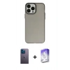 MARSİLYAN™- iPhone 13 Pro Max Kılıf Ahenk Çizgi Prime - Siyah Bilvis 5in1 3D Magic Cam Ekran Koruyucu + Neon Fosforlu Kamera Lens - MI