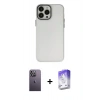 MARSİLYAN™- iPhone 13 Pro Max Kılıf Ahenk Çizgi Prime - Siyah Bilvis 5in1 3D Magic Cam Ekran Koruyucu + Neon Fosforlu Kamera Lens - BZ
