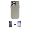 MARSİLYAN™- iPhone 13 Pro Max Kılıf Ahenk Çizgi Prime - Siyah Bilvis 5in1 3D Magic Cam Ekran Koruyucu + Neon Fosforlu Kamera Lens - BZ