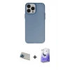 MARSİLYAN™- iPhone 13 Pro Max Kılıf Ahenk Çizgi Prime - Siyah Bilvis 5in1 5D Magic Hayalet Cam Ekran Koruyucu + Mavi Rainbow Kamera Lens Koruma Cam