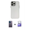 MARSİLYAN™- iPhone 13 Pro Max Kılıf Ahenk Çizgi Prime - Siyah Bilvis 5in1 5D Magic Hayalet Cam Ekran Koruyucu + Neon Fosforlu Kamera Lens - MI