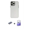 MARSİLYAN™- iPhone 13 Pro Max Kılıf Ahenk Çizgi Prime - Siyah Bilvis 5in1 5D Magic Hayalet Cam Ekran Koruyucu + Mavi Renkli Kamera Lens Koruma Cam