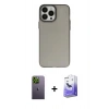 MARSİLYAN™- iPhone 13 Pro Max Kılıf Ahenk Çizgi Prime - Siyah Bilvis 5in1 5D Magic Hayalet Cam Ekran Koruyucu + Neon Fosforlu Kamera Lens - YL