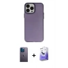 MARSİLYAN™- iPhone 13 Pro Max Kılıf Ahenk Çizgi Prime - Siyah Bilvis 5in1 5D Magic Hayalet Cam Ekran Koruyucu + Neon Fosforlu Kamera Lens - MI