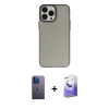 MARSİLYAN™- iPhone 13 Pro Max Kılıf Ahenk Çizgi Prime - Siyah Bilvis 5in1 5D Magic Hayalet Cam Ekran Koruyucu + Neon Fosforlu Kamera Lens - MI