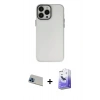 MARSİLYAN™- iPhone 13 Pro Max Kılıf Ahenk Çizgi Prime - Siyah Bilvis 5in1 5D Magic Hayalet Cam Ekran Koruyucu + Mavi Rainbow Kamera Lens Koruma Cam