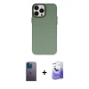 MARSİLYAN™- iPhone 13 Pro Max Kılıf Ahenk Çizgi Prime - Siyah Bilvis 5in1 5D Magic Hayalet Cam Ekran Koruyucu + Neon Fosforlu Kamera Lens - MI