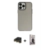 MARSİLYAN™- iPhone 13 Pro Max Kılıf Ahenk Çizgi Prime - Siyah Bilvis Hayalet Cam Ekran Koruyucu + Raze Metal Kamera Lens - GD