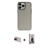 MARSİLYAN™- iPhone 13 Pro Max Kılıf Ahenk Çizgi Prime - Siyah Bilvis Hayalet Cam Ekran Koruyucu + Rainbow Kamera Lens Koruma Cam - KI