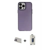 MARSİLYAN™- iPhone 13 Pro Max Kılıf Ahenk Çizgi Prime - Siyah Bilvis Hayalet Cam Ekran Koruyucu + Mor Rainbow Kamera Lens Koruma Cam