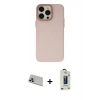 MARSİLYAN™- iPhone 13 Pro Max Kılıf Ahenk Çizgi Prime - Siyah Bilvis Hayalet Cam Ekran Koruyucu + Mor Rainbow Kamera Lens Koruma Cam