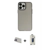 MARSİLYAN™- iPhone 13 Pro Max Kılıf Ahenk Çizgi Prime - Siyah Bilvis Hayalet Cam Ekran Koruyucu + Mor Rainbow Kamera Lens Koruma Cam