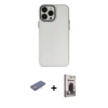 MARSİLYAN™- iPhone 13 Pro Max Kılıf Ahenk Çizgi Prime - Siyah Bilvis Hayalet Cam Ekran Koruyucu + Renkli Kamera Lens Koruma Cam - PE