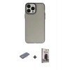 MARSİLYAN™- iPhone 13 Pro Max Kılıf Ahenk Çizgi Prime - Siyah Bilvis Hayalet Cam Ekran Koruyucu + Renkli Kamera Lens Koruma Cam - PE